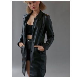 urban outfitters leather trench coat